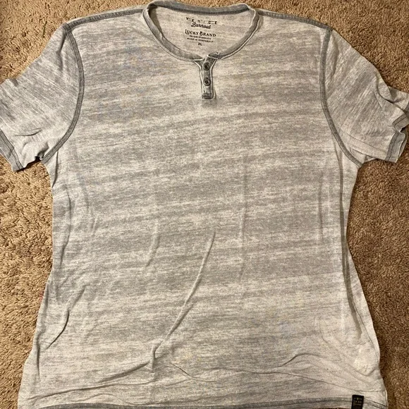 Lucky Brand Venice Burnout Adult Mens Size XL Polyester Cotton Gray Light Shirt - Picture 2 of 10